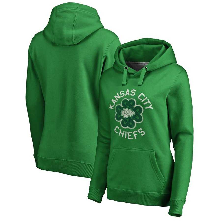 Women Kansas City Chiefs NFL Pro Line by Fanatics Branded St. Patrick's Day Luck Tradition Pullover Hoodie Kelly Green